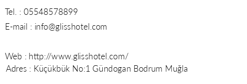 Gliss Hotel & Spa telefon numaraları, faks, e-mail, posta adresi ve iletişim bilgileri